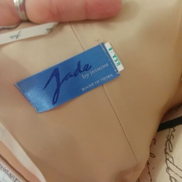 NWT Jade Special Occasion Tiffany Chiffon Khaki Tea Length dress Sz 8 - Picture 8 of 12